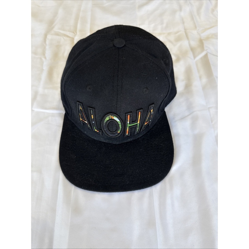 Robin Ruth Snapback Black SnapBack Hat Aloha Spell Out Floral Under Bill